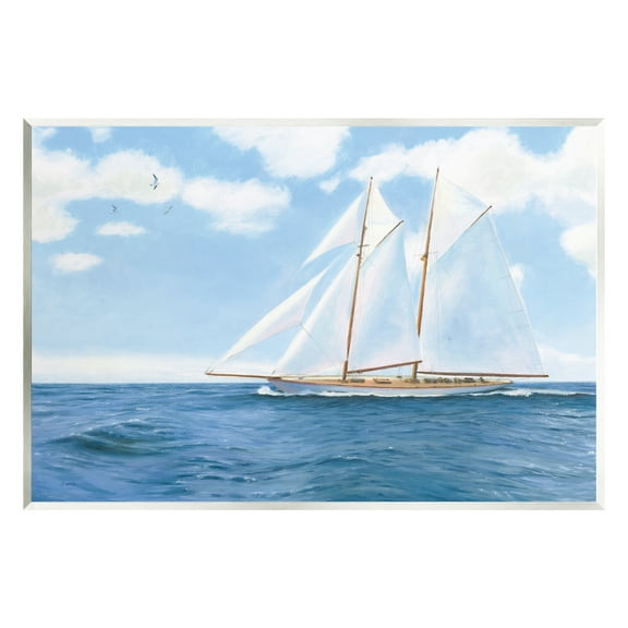 Stupell Industries Blue Nautical Sailboat Transportation Painting Unframed Art Print Wall Art, 15 x 10