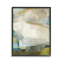 Stupell Industries Blue & Neutral Abstraction Abstract Painting Black Framed Art Print Wall Art, 11 x 14