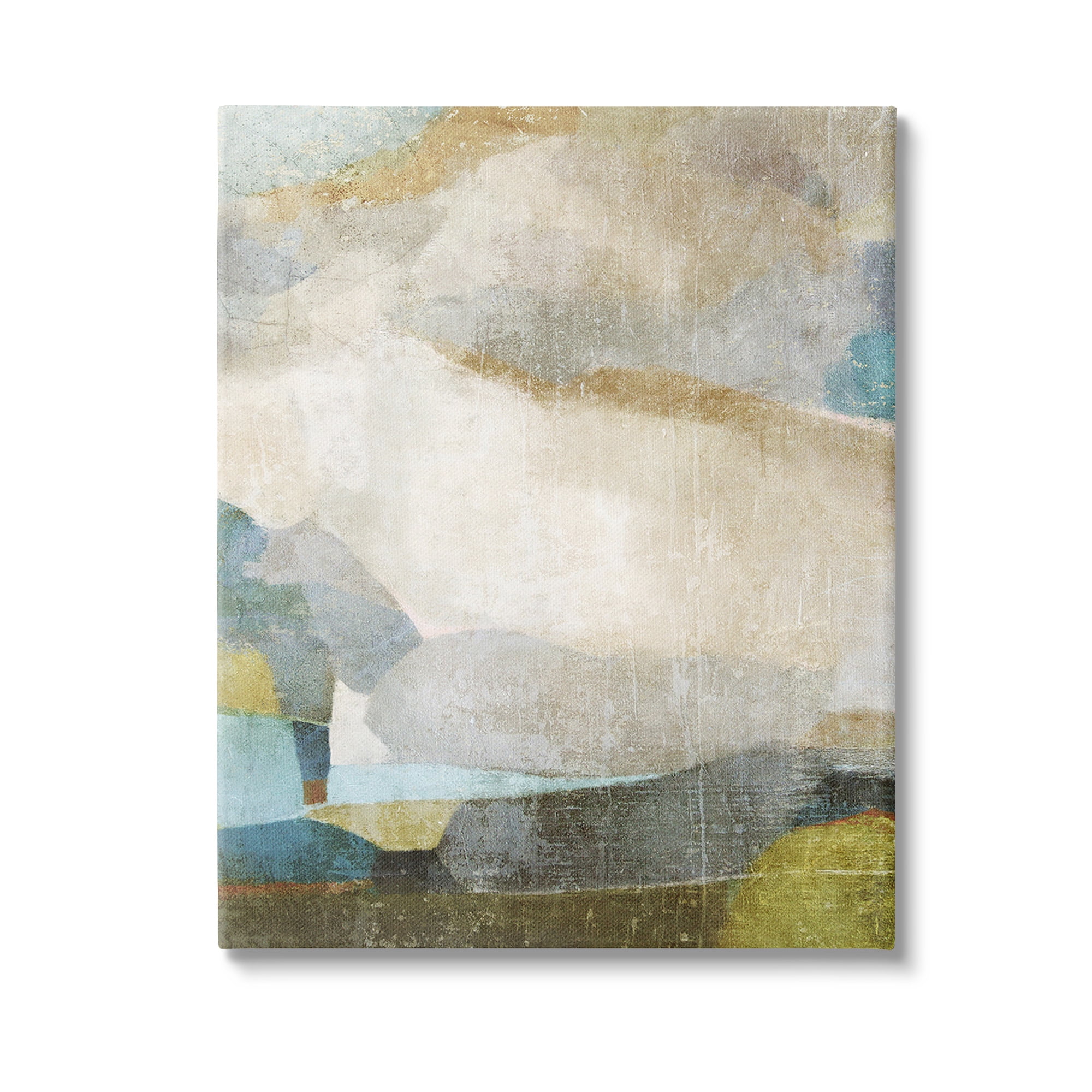 Stupell Industries Blue & Neutral Abstraction Abstract Painting Gallery Wrapped Canvas Art Print Wall Art, 36 x 48