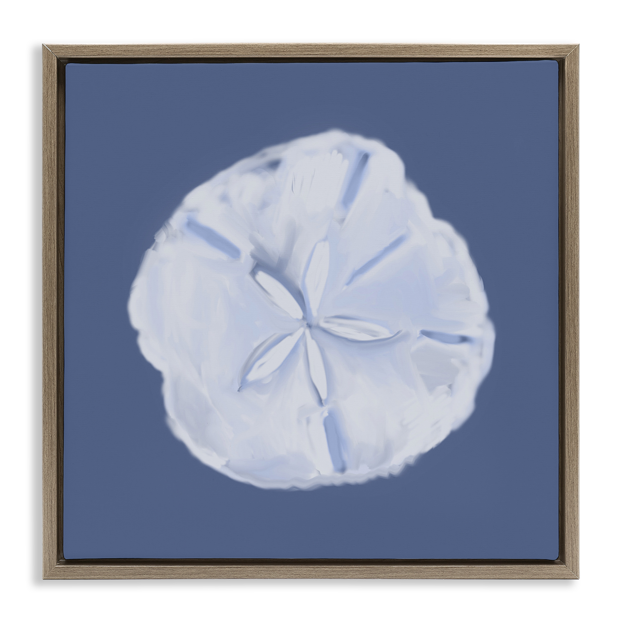 Stupell Industries Blue Nova Sand Dollar Animals & Insects Painting Brown Floater Framed Canvas Art Print Wall Art, 25 x 25