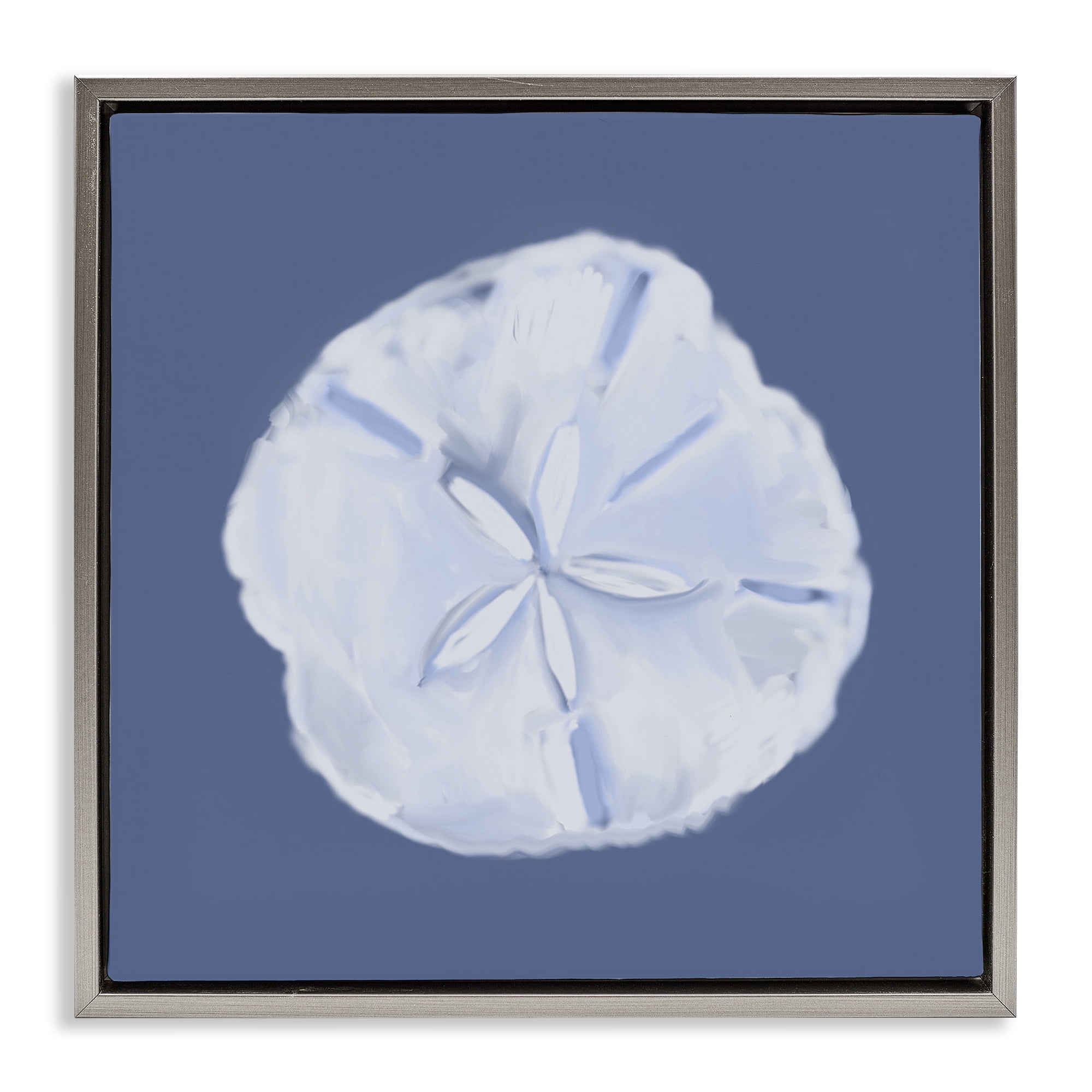 Stupell Industries Blue Nova Sand Dollar Animals & Insects Painting Gray Floater Framed Canvas Art Print Wall Art, 18 x 18