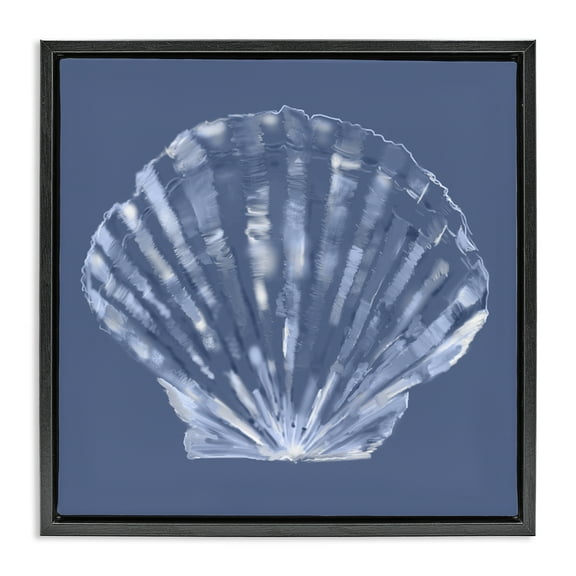Stupell Industries Blue Nova Seashell Animals & Insects Painting Black Floater Framed Canvas Art Print Wall Art, 18 x 18