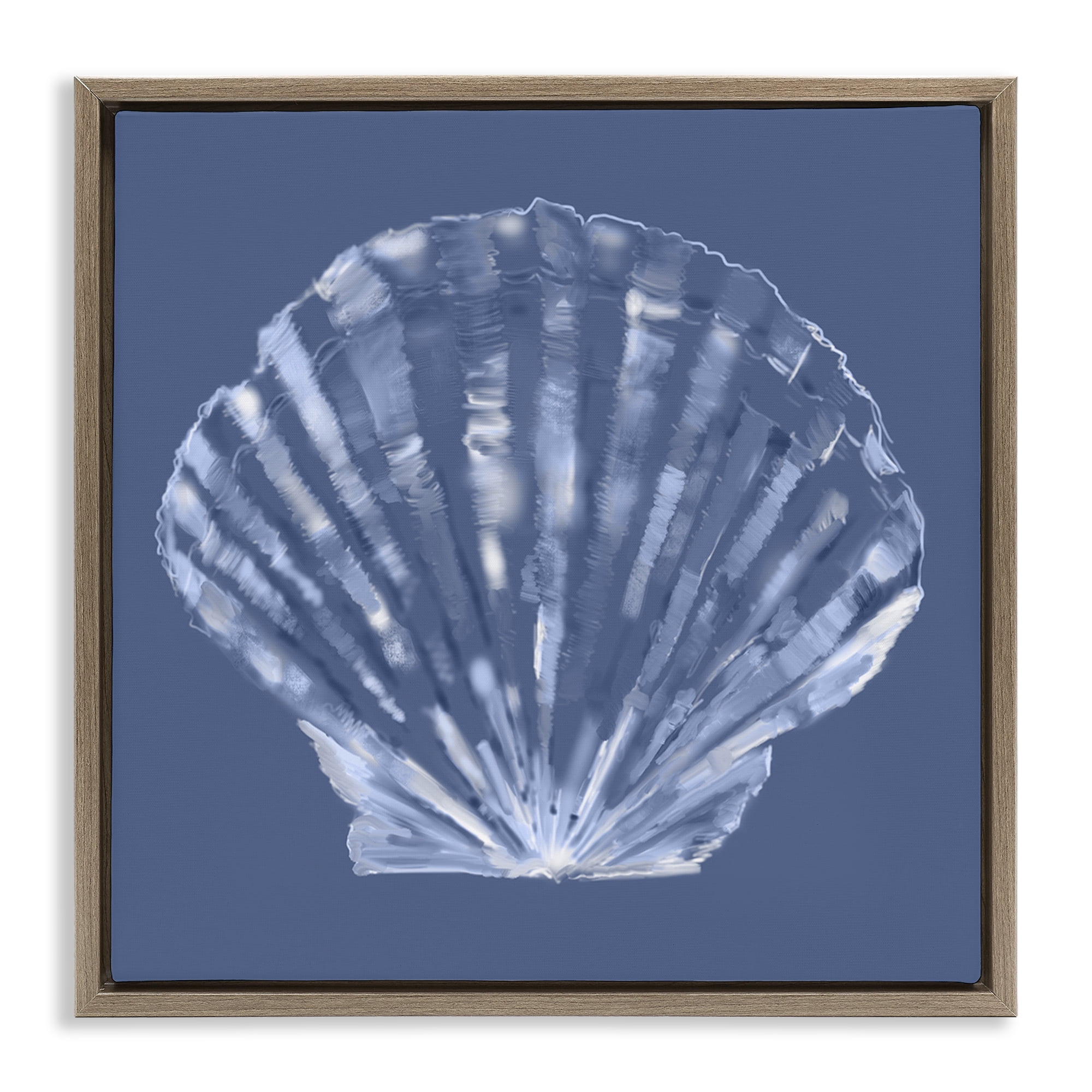 Stupell Industries Blue Nova Seashell Animals & Insects Painting Brown Floater Framed Canvas Art Print Wall Art, 18 x 18