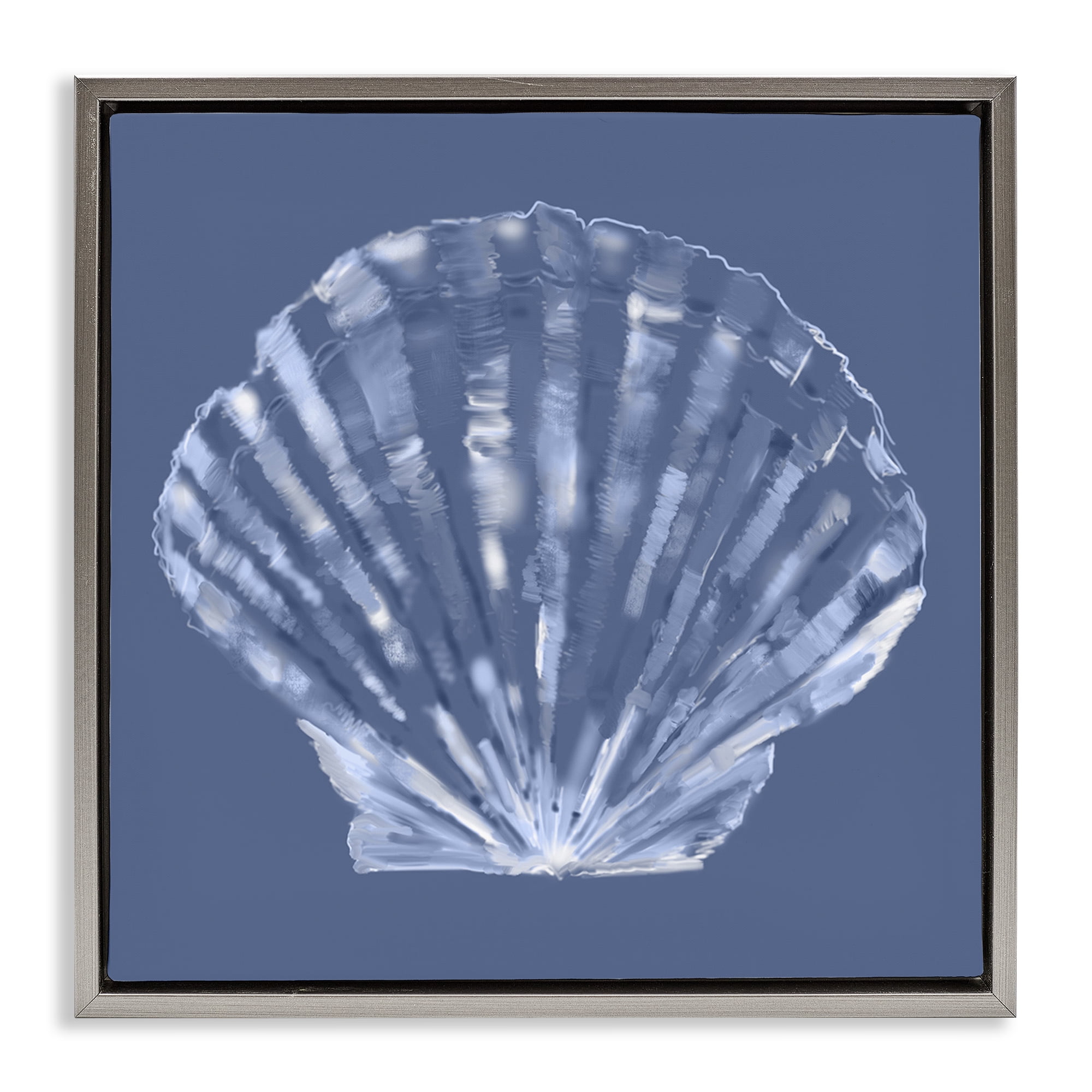 Stupell Industries Blue Nova Seashell Animals & Insects Painting Gray Floater Framed Canvas Art Print Wall Art, 25 x 25