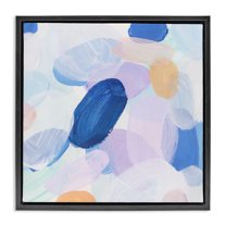 Stupell Industries Blue Oblong Paint Strokes Abstract Painting Black Floater Framed Canvas Art Print Wall Art, 18 x 18