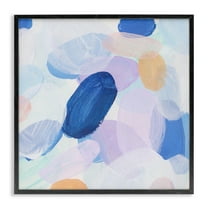 Stupell Industries Blue Oblong Paint Strokes Abstract Painting Black Framed Art Print Wall Art, 12 x 12