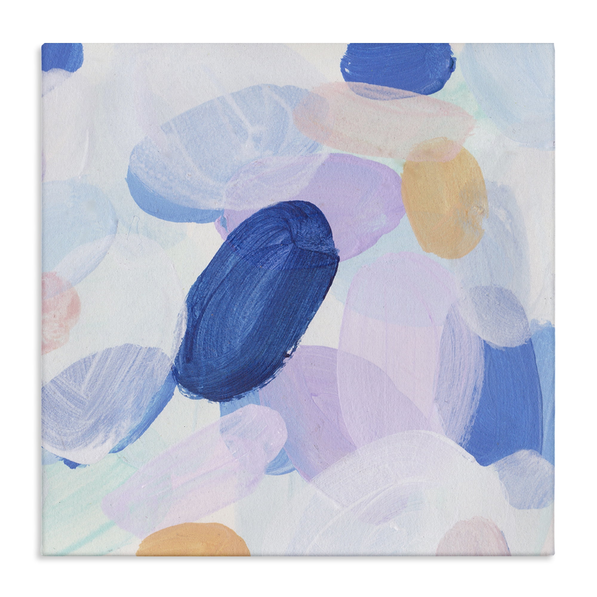 Stupell Industries Blue Oblong Paint Strokes Abstract Painting Gallery Wrapped Canvas Art Print Wall Art, 30 x 30