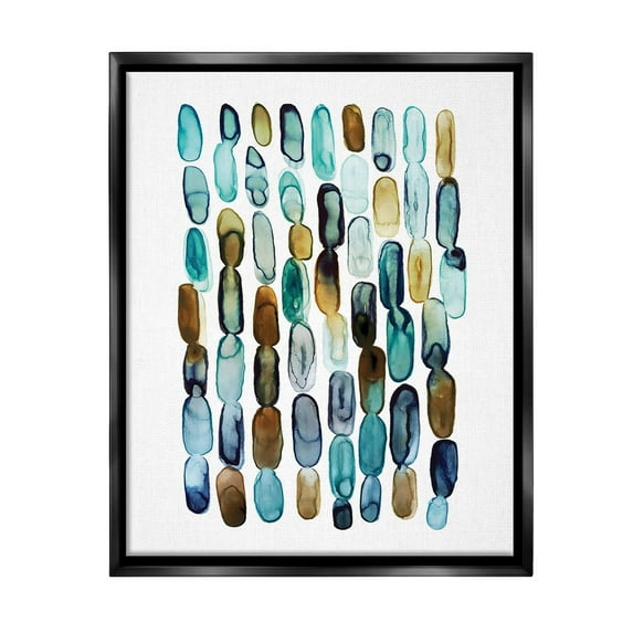 Stupell Industries Blue Oblong Shapes Pattern Abstract Painting Black Floater Framed Canvas Art Print Wall Art, 25 x 31