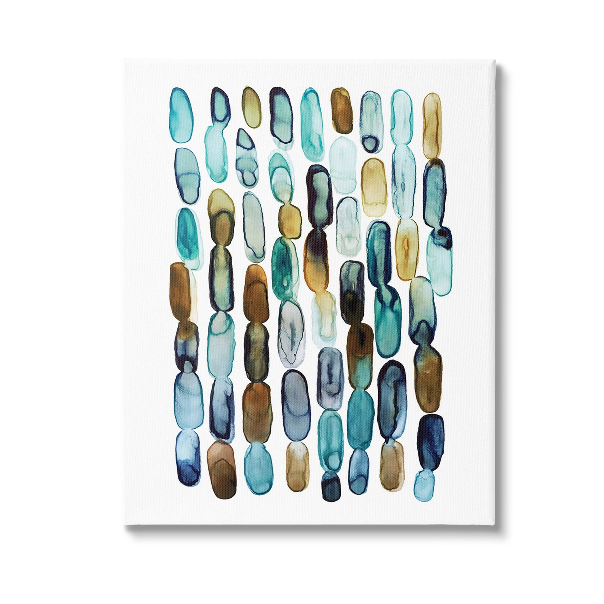 Stupell Industries Blue Oblong Shapes Pattern Abstract Painting Gallery Wrapped Canvas Art Print Wall Art, 16 x 20