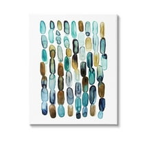 Stupell Industries Blue Oblong Shapes Pattern Abstract Painting Gallery Wrapped Canvas Art Print Wall Art, 16 x 20