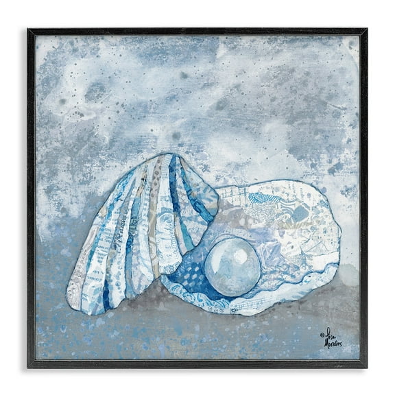 Stupell Industries Blue Ocean Pearl with Collage Patterned Seashell Designed by Lisa Morales