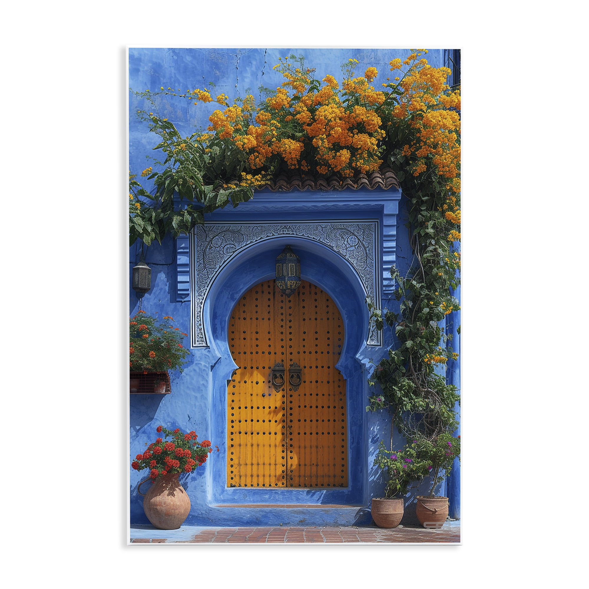 Stupell Industries Blue & Orange Architecture Buildings & Architecture Painting Unframed Art Print Wall Art, 13 x 19