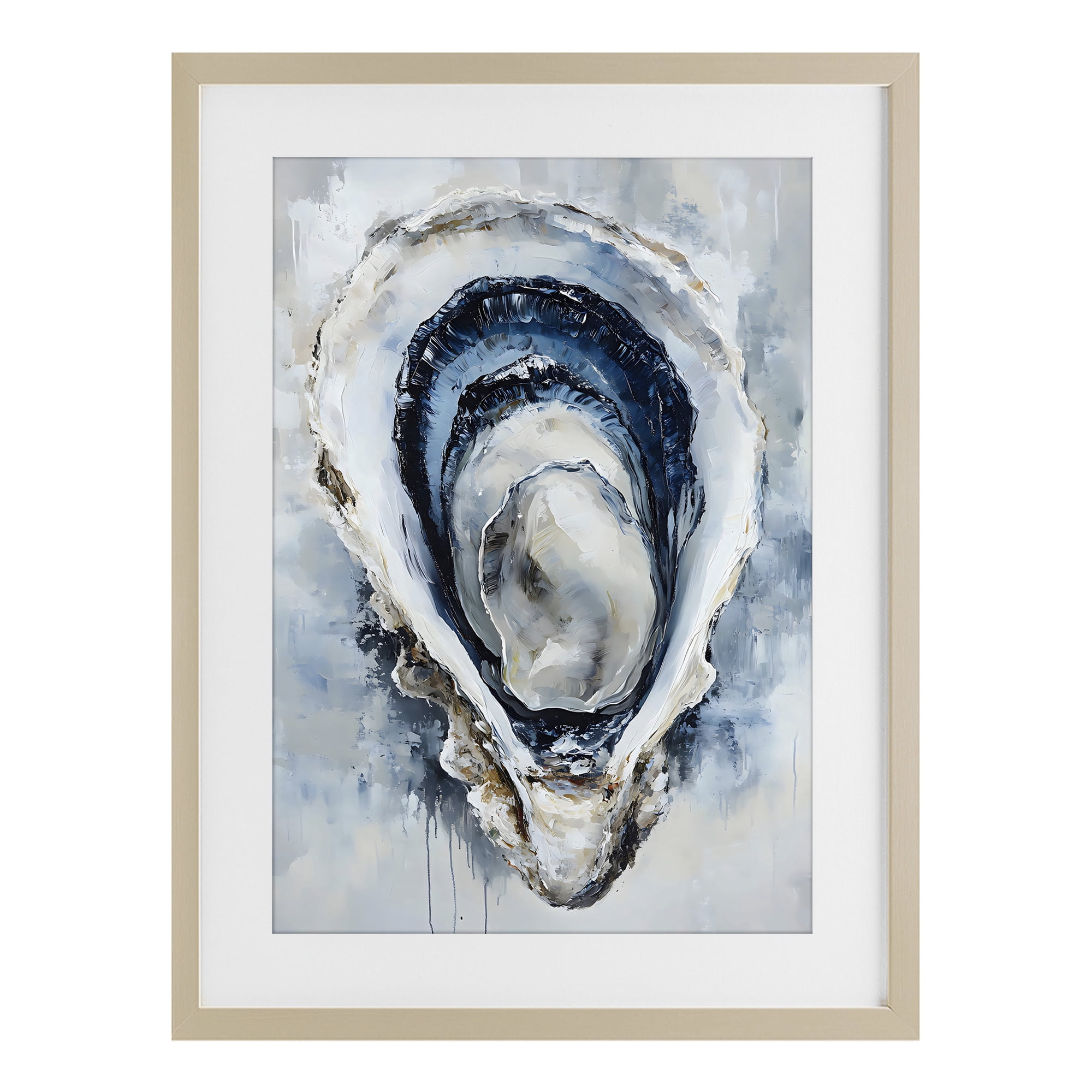 Stupell Industries Blue Oyster Shell Interior Birch Framed Print Under Glass, design by Creative Studio