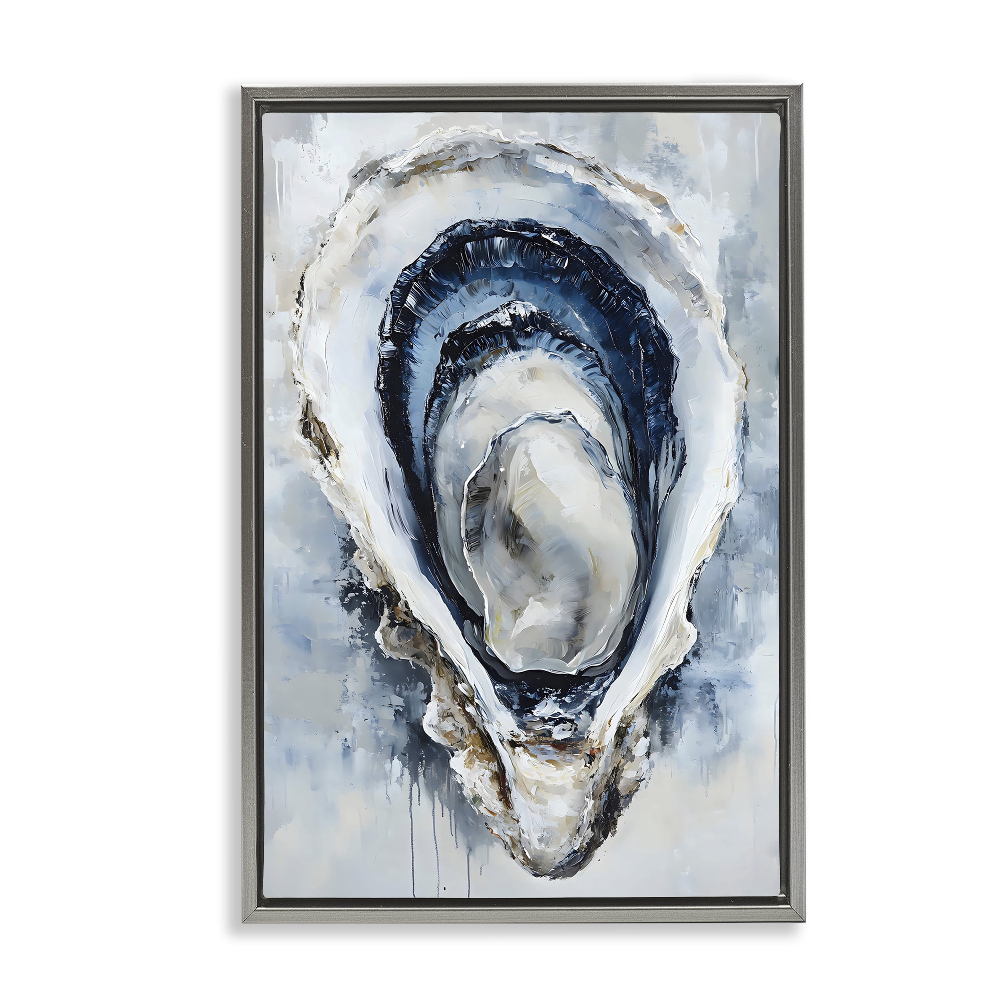 Stupell Industries Blue Oyster Shell Interior Gray Framed Floater Canvas Wall Art, design by Creative Studio