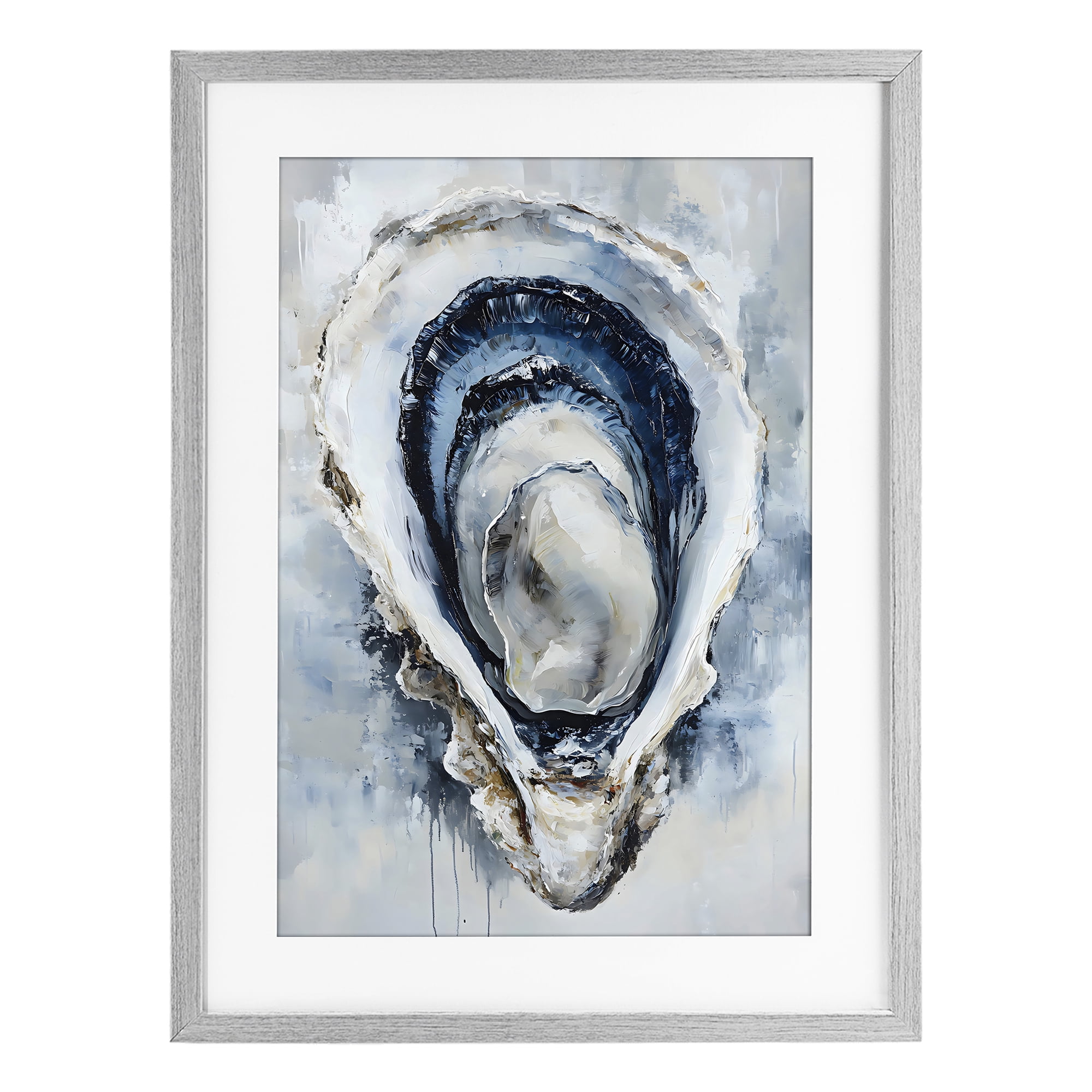 Stupell Industries Blue Oyster Shell Interior Gray Framed Print Under Glass, design by Creative Studio