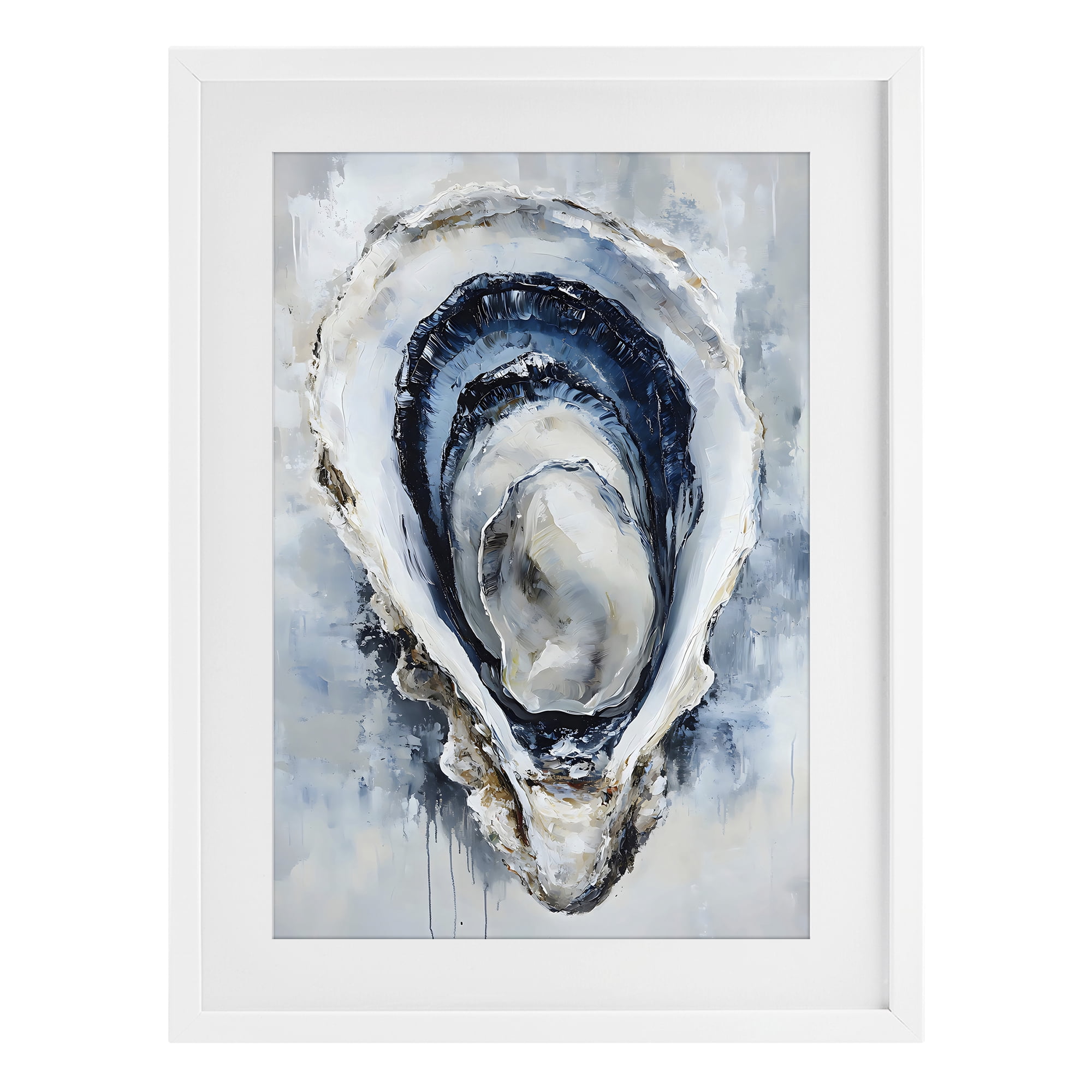 Stupell Industries Blue Oyster Shell Interior White Framed Print Under Glass, design by Creative Studio