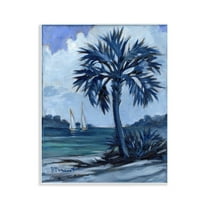 Stupell Industries Blue Palm Impressions Landscape & Nature Painting Unframed Art Print Wall Art, 11 x 14