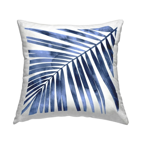 Stupell Industries Blue Palm Leaf Tropical Printed Throw Pillow Design by Melonie Miller