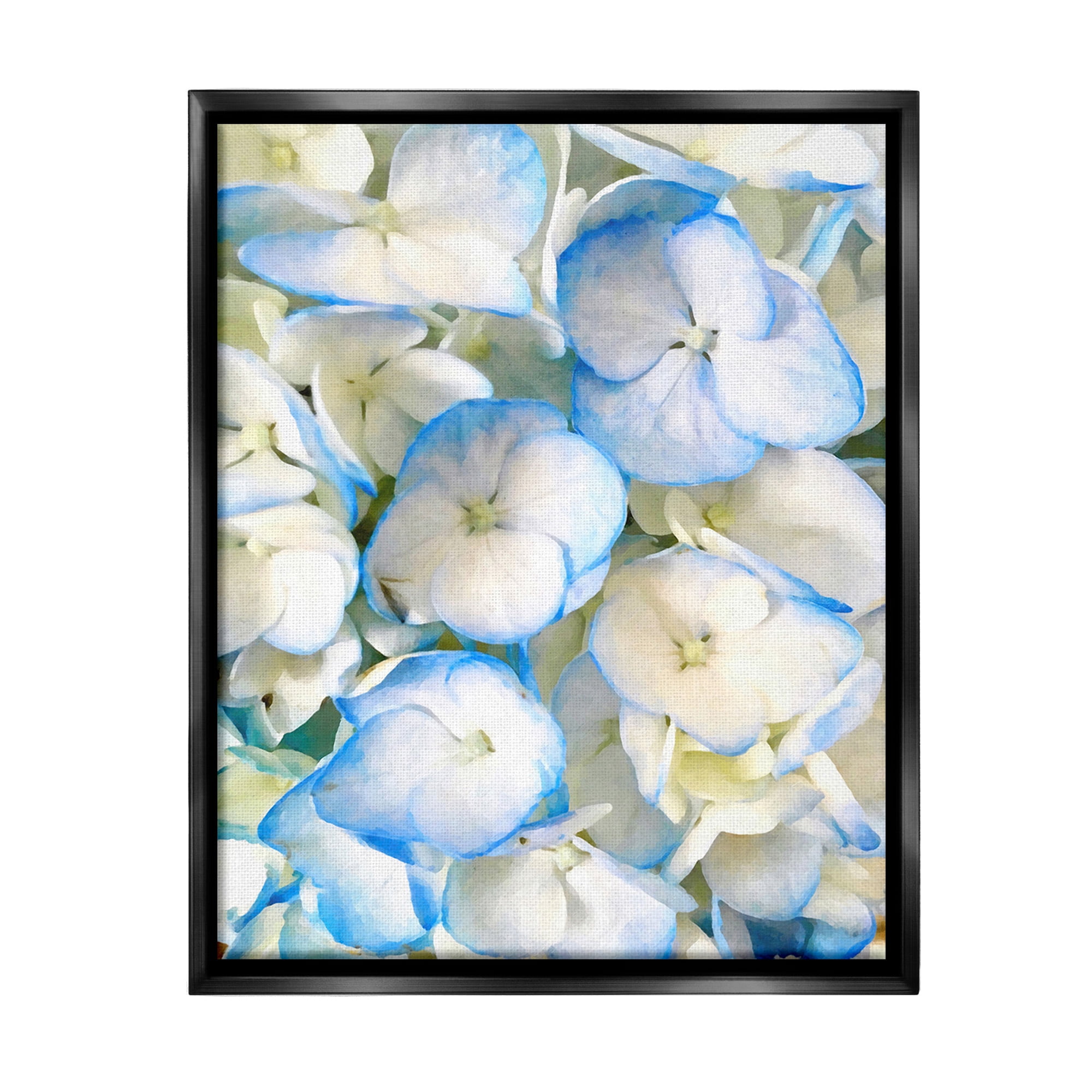 Stupell Industries Blue Pansies Pattern Botanical & Floral Photography Black Floater Framed Canvas Art Print Wall Art, 17 x 21