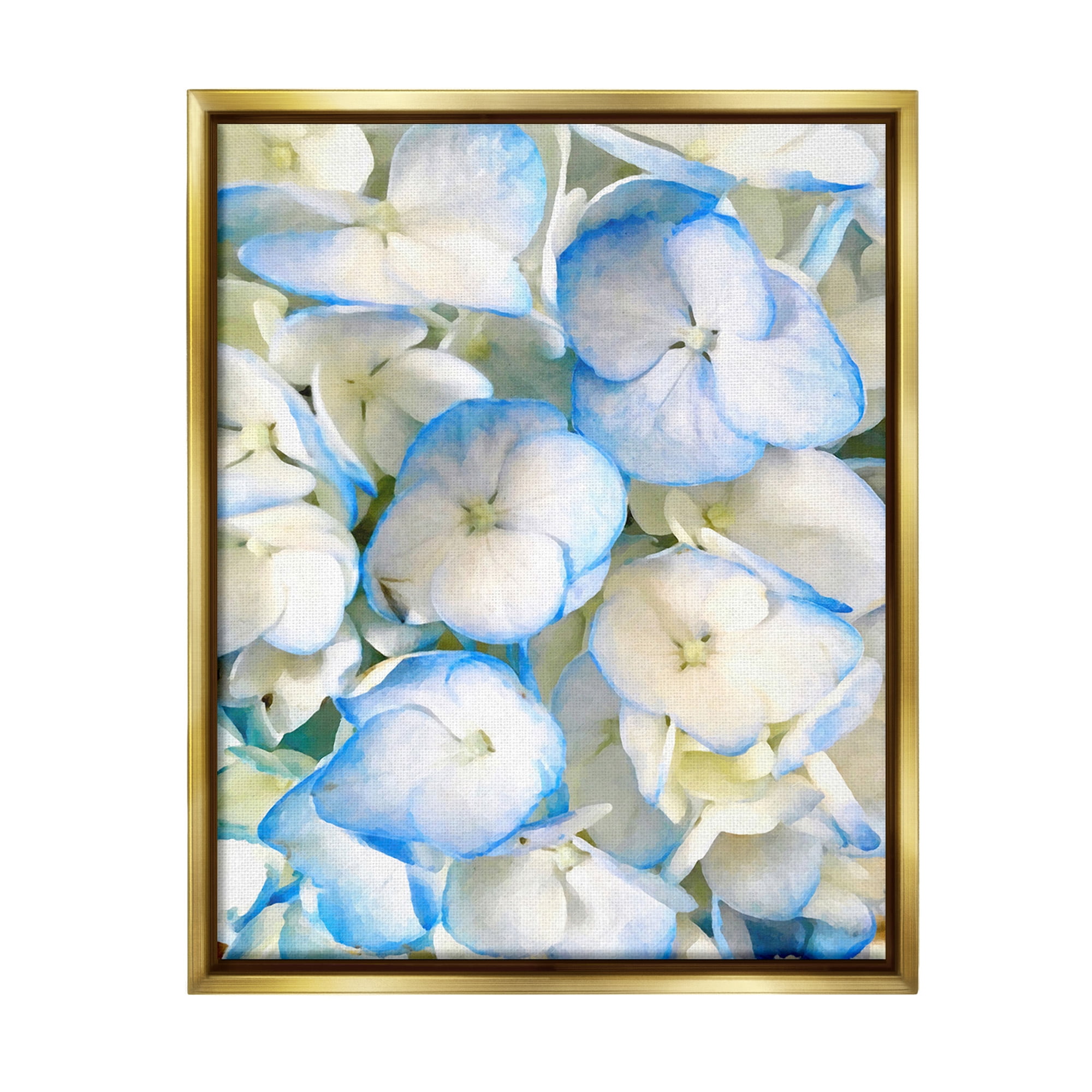 Stupell Industries Blue Pansies Pattern Botanical & Floral Photography Gold Floater Framed Canvas Art Print Wall Art, 25 x 31
