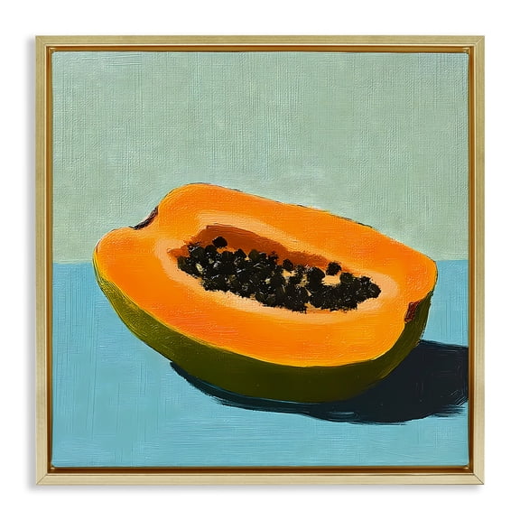Stupell Industries Blue Papaya Still Life Gold Framed Floater Canvas Wall Art design by Walker Noble, 18 x 18