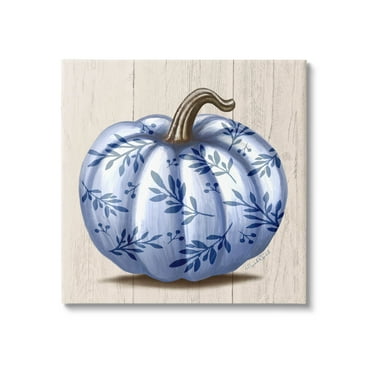 Stupell Industries Blue Patterned Botanical Pumpkin Graphic Art Gallery Wrapped Canvas Print Wall Art, Design by Elizabeth Tyndall