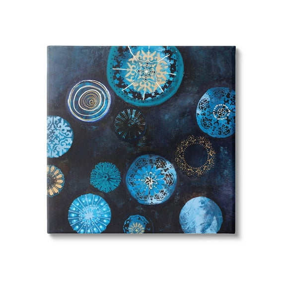 Stupell Industries Blue Patterned Circles Arrangement Graphic Art Gallery Wrapped Canvas Print Wall Art, Design by Design Fabrikken