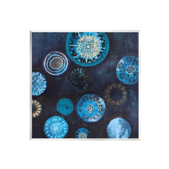 Stupell Industries Blue Patterned Circles Arrangement Graphic Art Unframed Art Print Wall Art, Design by Design Fabrikken