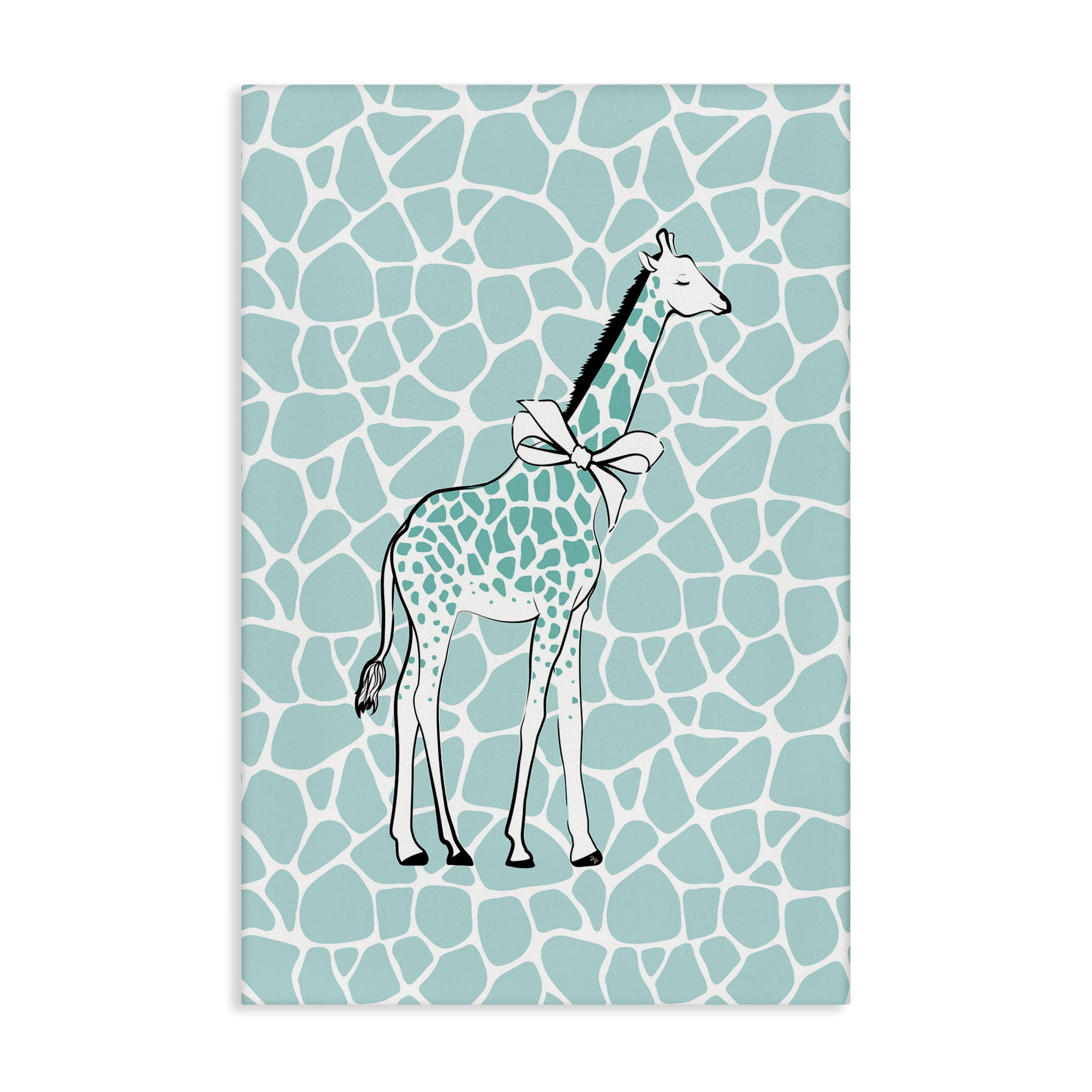 Stupell Industries Blue Patterned Glam Giraffe Animals & Insects Painting Gallery Wrapped Canvas Art Print Wall Art, 30 x 45