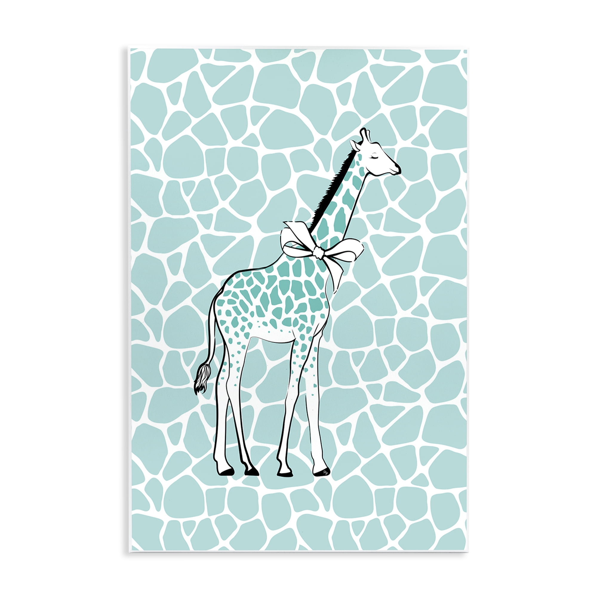Stupell Industries Blue Patterned Glam Giraffe Animals & Insects Painting Unframed Art Print Wall Art, 13 x 19