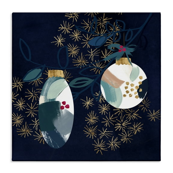 Stupell Industries Blue Patterned Ornaments Holiday Painting Gallery Wrapped Canvas Art Print Wall Art, 17 x 17