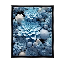 Stupell Industries Blue Patterned Succulents Botanical & Floral Painting Black Floater Framed Canvas Art Print Wall Art, 17 x 21