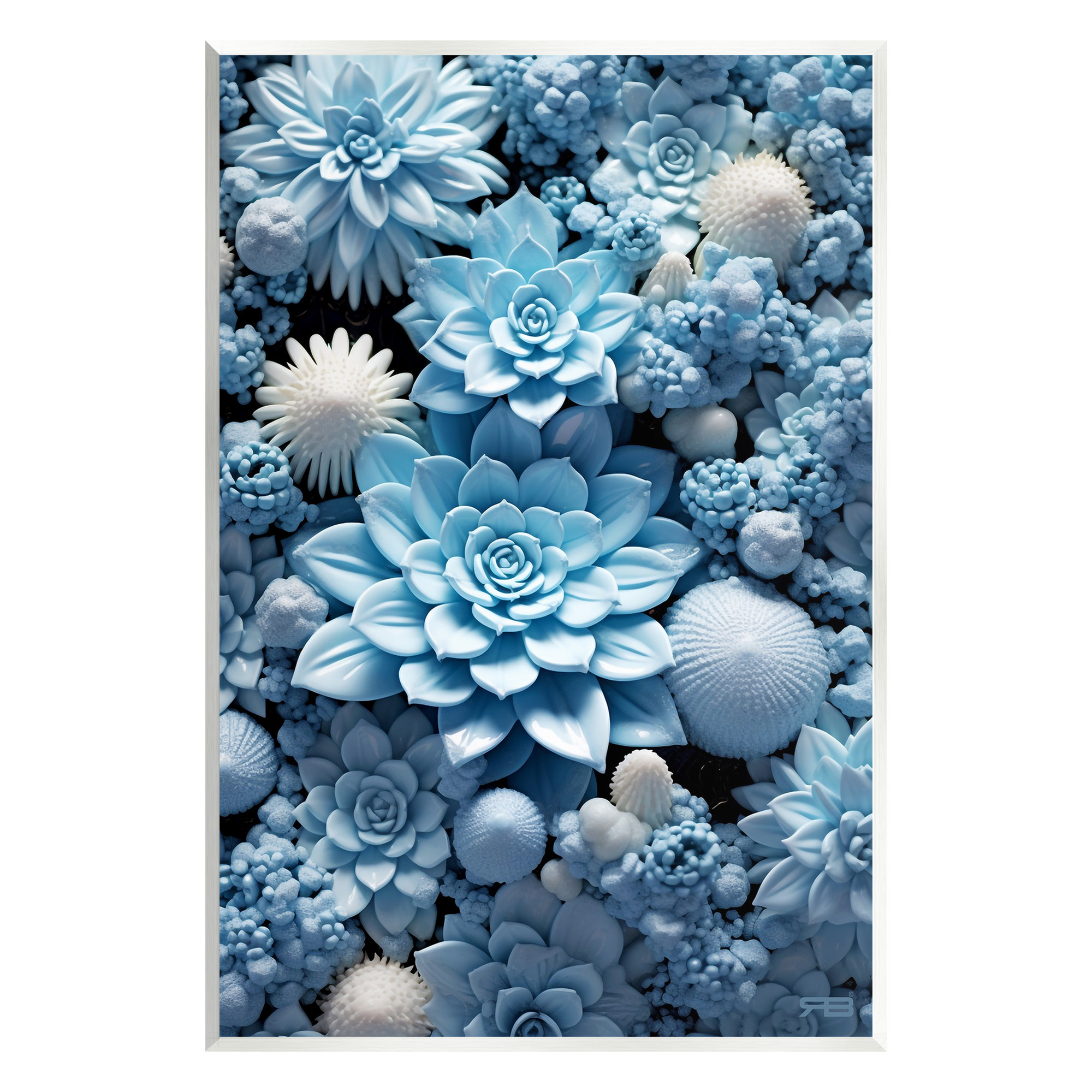 Stupell Industries Blue Patterned Succulents Botanical & Floral Painting Unframed Art Print Wall Art, 10 x 15