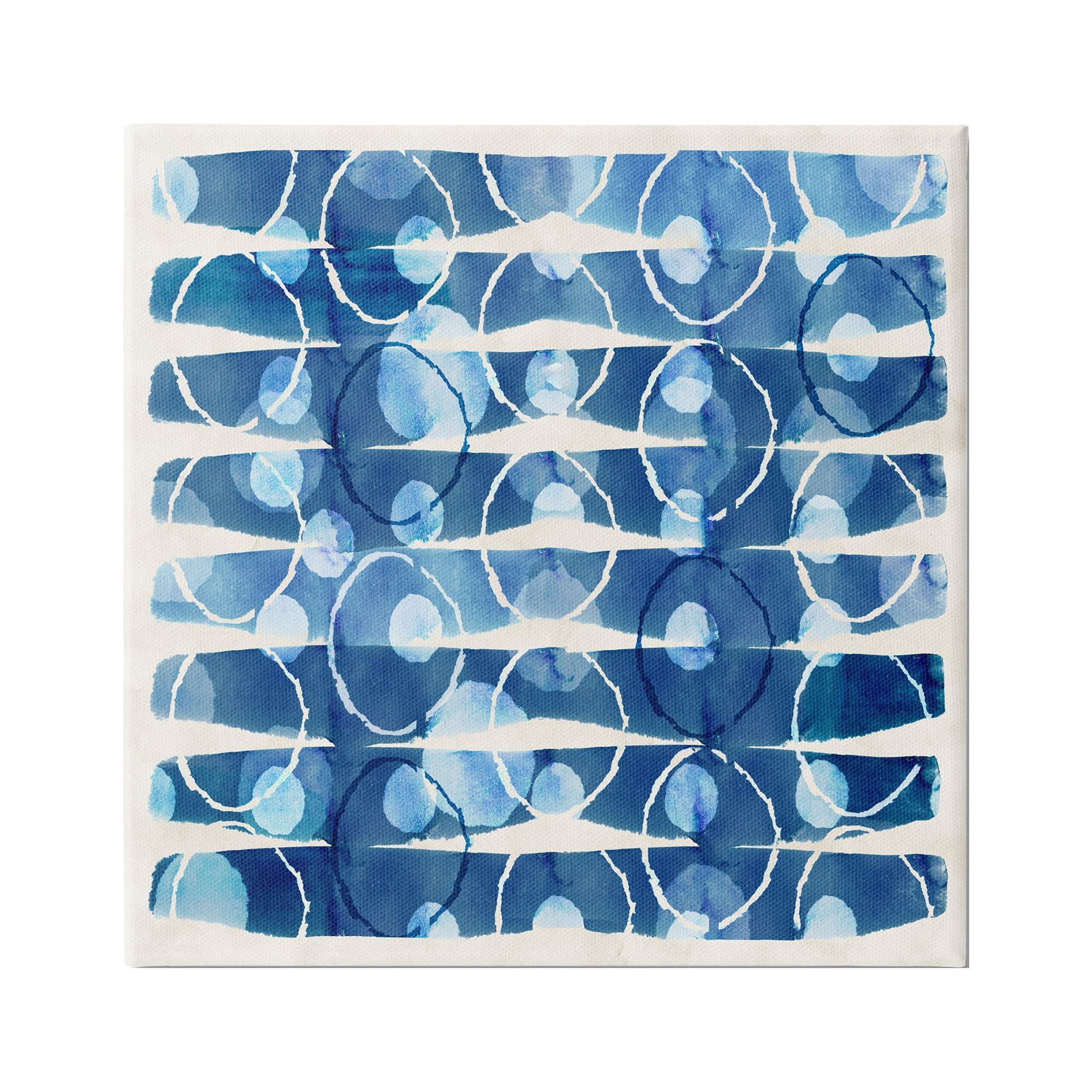 Stupell Industries Blue Patterned Watercolor Abstract Painting Gallery Wrapped Canvas Art Print Wall Art, 17 x 17