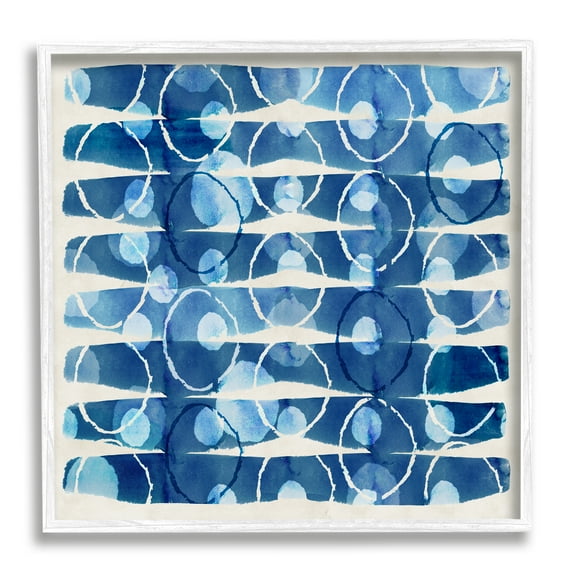 Stupell Industries Blue Patterned Watercolor Abstract Painting White Framed Art Print Wall Art, 12 x 12