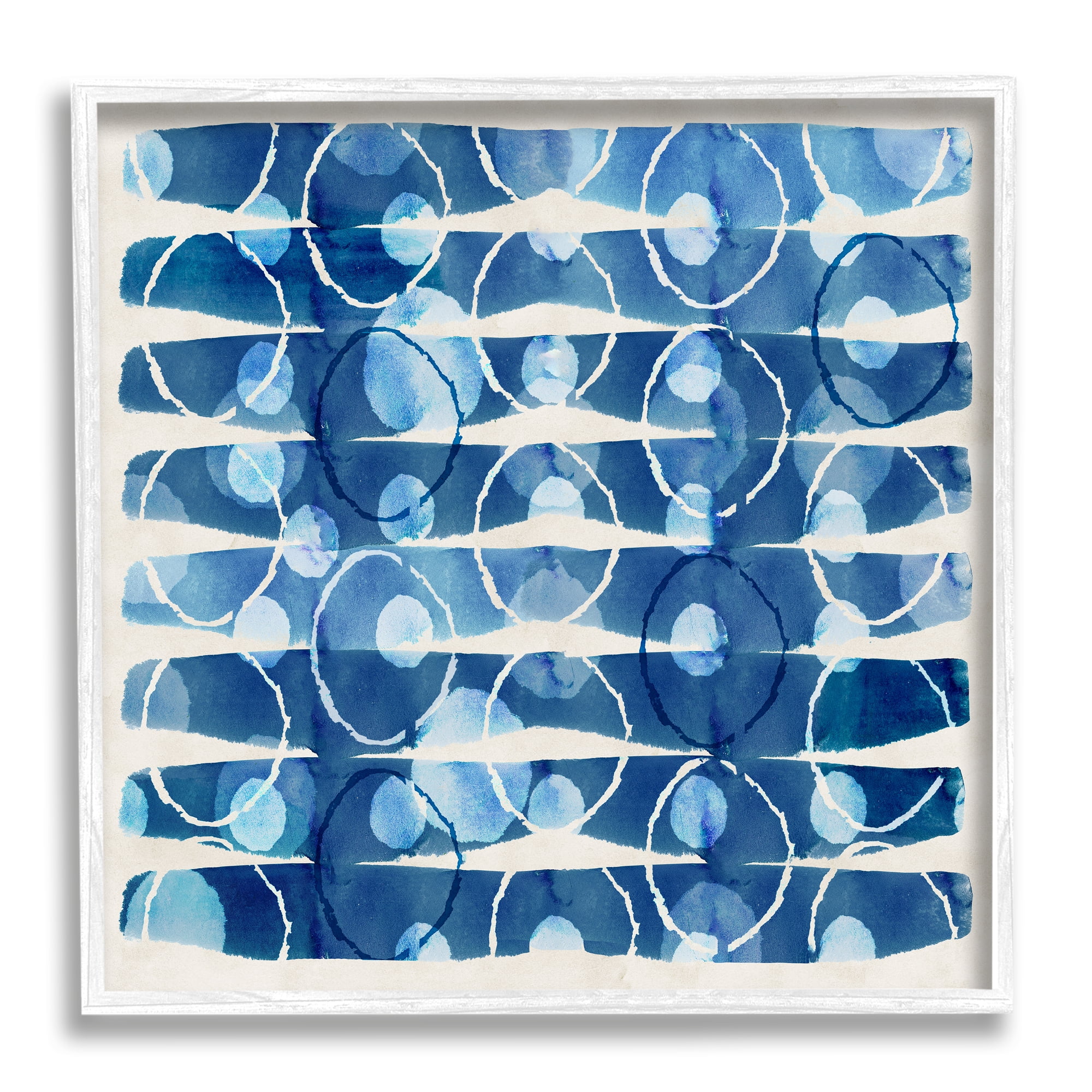 Stupell Industries Blue Patterned Watercolor Abstract Painting White Framed Art Print Wall Art, 17 x 17