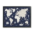 thumbnail image 1 of Stupell Industries Blue Patterned World Map Animals & Insects Painting Black Framed Art Print Wall Art, 30 x 24, 1 of 8