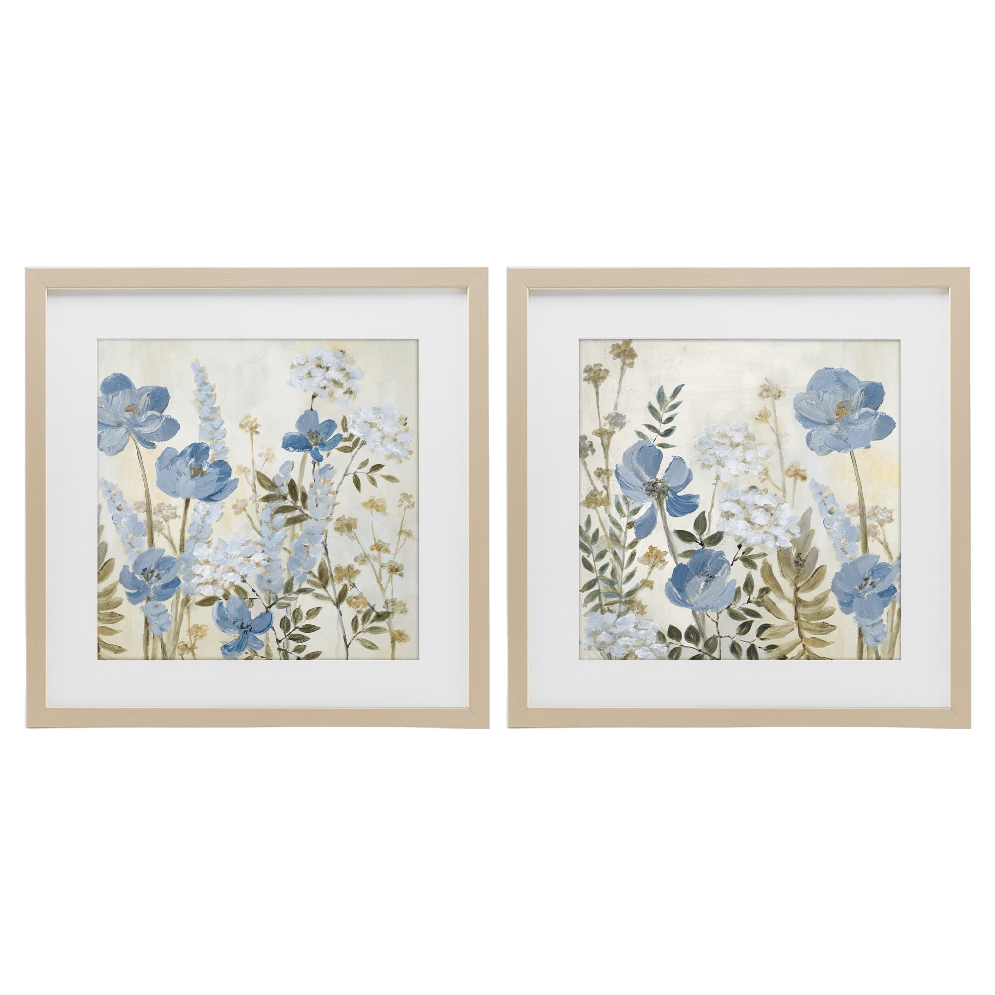 Stupell Industries Blue Peaceful Garden 2 Piece Birch Framed Print Under Glass Set, design by Lanie Loreth