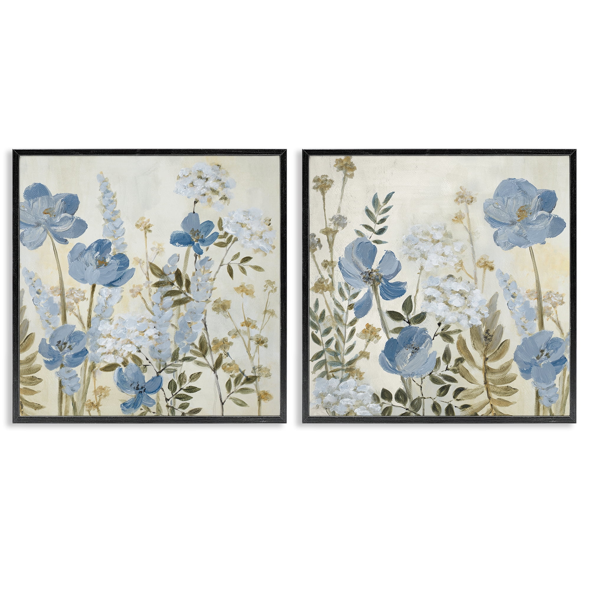Stupell Industries Blue Peaceful Garden 2 Piece Black Framed Giclee Art Set, design by Lanie Loreth