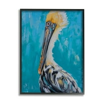 Stupell Industries Blue Pelican Painting Animals & Insects Painting Black Framed Art Print Wall Art, 11 x 14