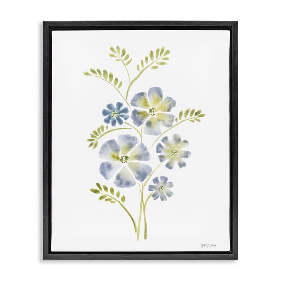 Stupell Industries Blue Periwinkle Flower Black Framed Floater Canvas Wall Art design by Yvette St. Amant, 21 x 17