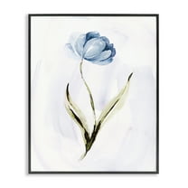 Stupell Industries Blue Petaled Flower Floral Painting Black Framed Art Print Wall Art, 11 x 14