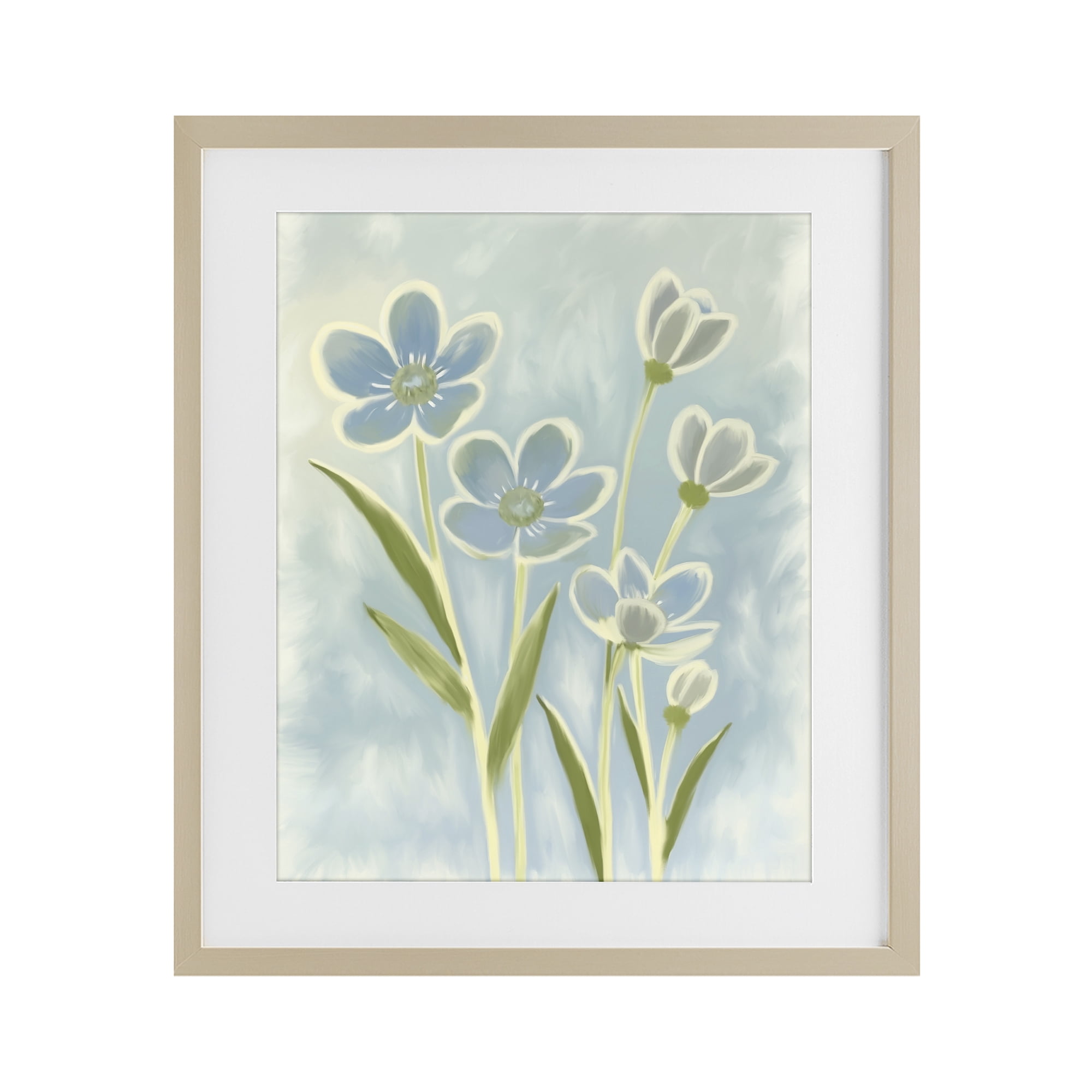 Stupell Industries Blue Petals Contour Birch Framed Print Under Glass, design by Kim Allen