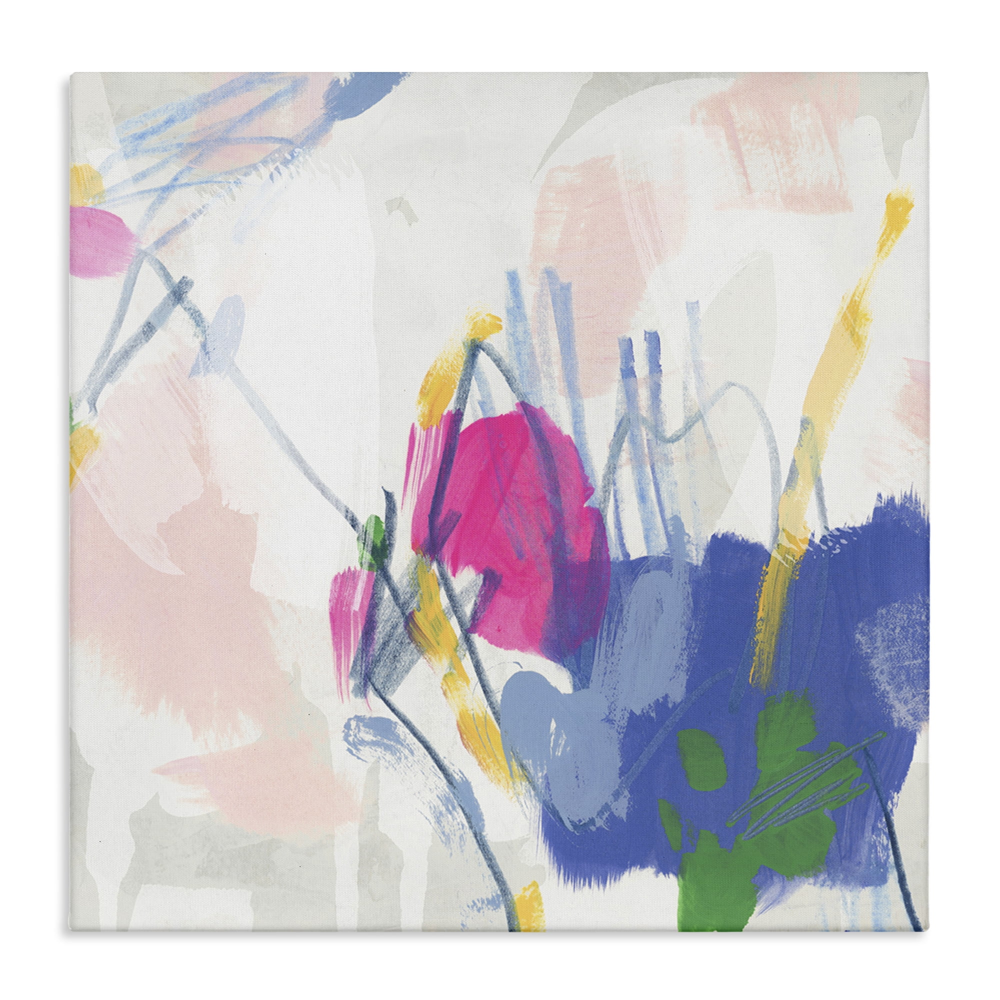Stupell Industries Blue & Pink Abstract Scribble Abstract Painting Gallery Wrapped Canvas Art Print Wall Art, 36 x 36