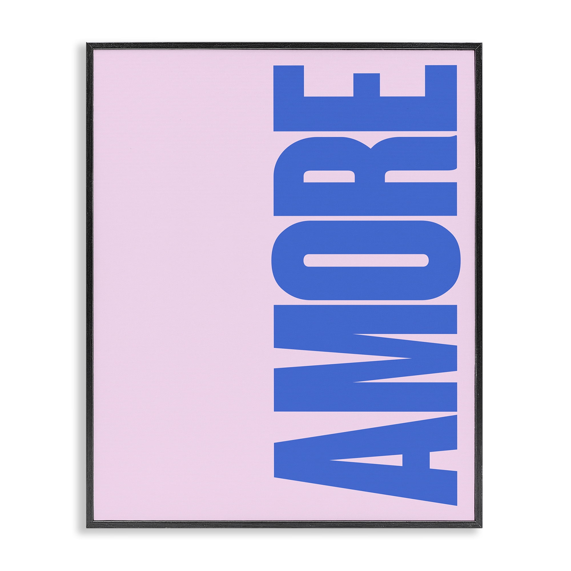 Stupell Industries Blue & Pink Amor Text & Numbers Painting Black Framed Art Print Wall Art, 11 x 14