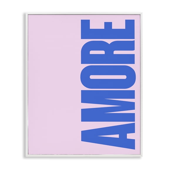 Stupell Industries Blue & Pink Amor Text & Numbers Painting White Framed Art Print Wall Art, 24 x 30