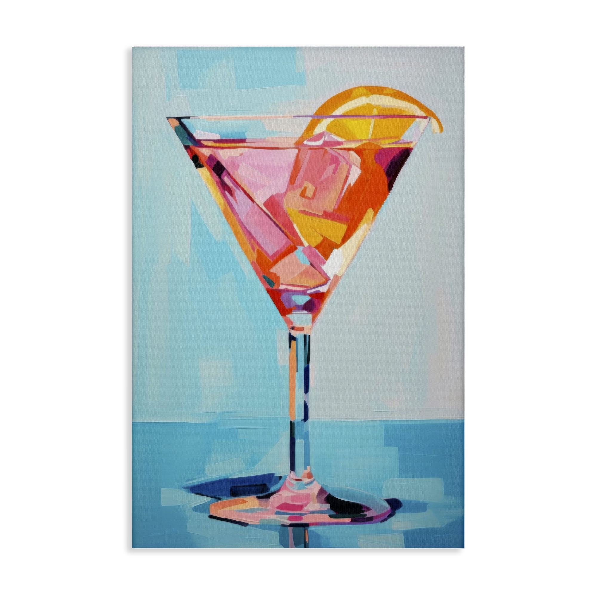Stupell Industries Blue & Pink Martini Food & Beverage Painting Wrapped Canvas Art Print Wall Art, 16 x 24