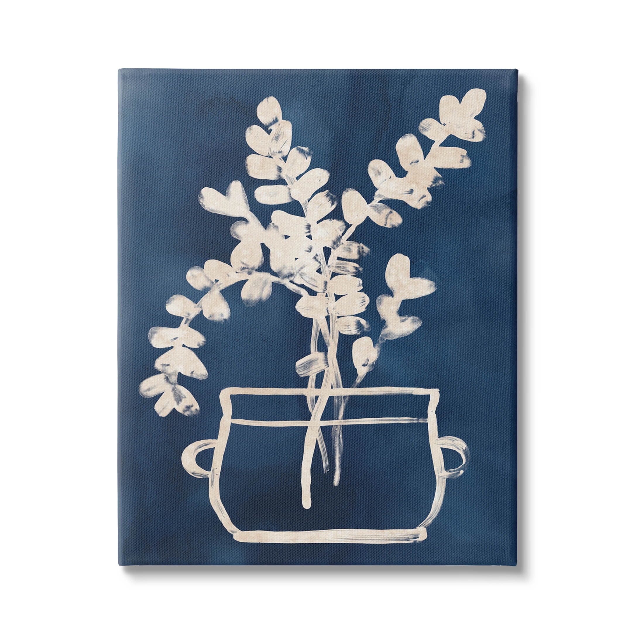 Stupell Industries Blue Plant Herbs Outline Graphic Art Gallery Wrapped Canvas Print Wall Art, Design by June Erica Vess