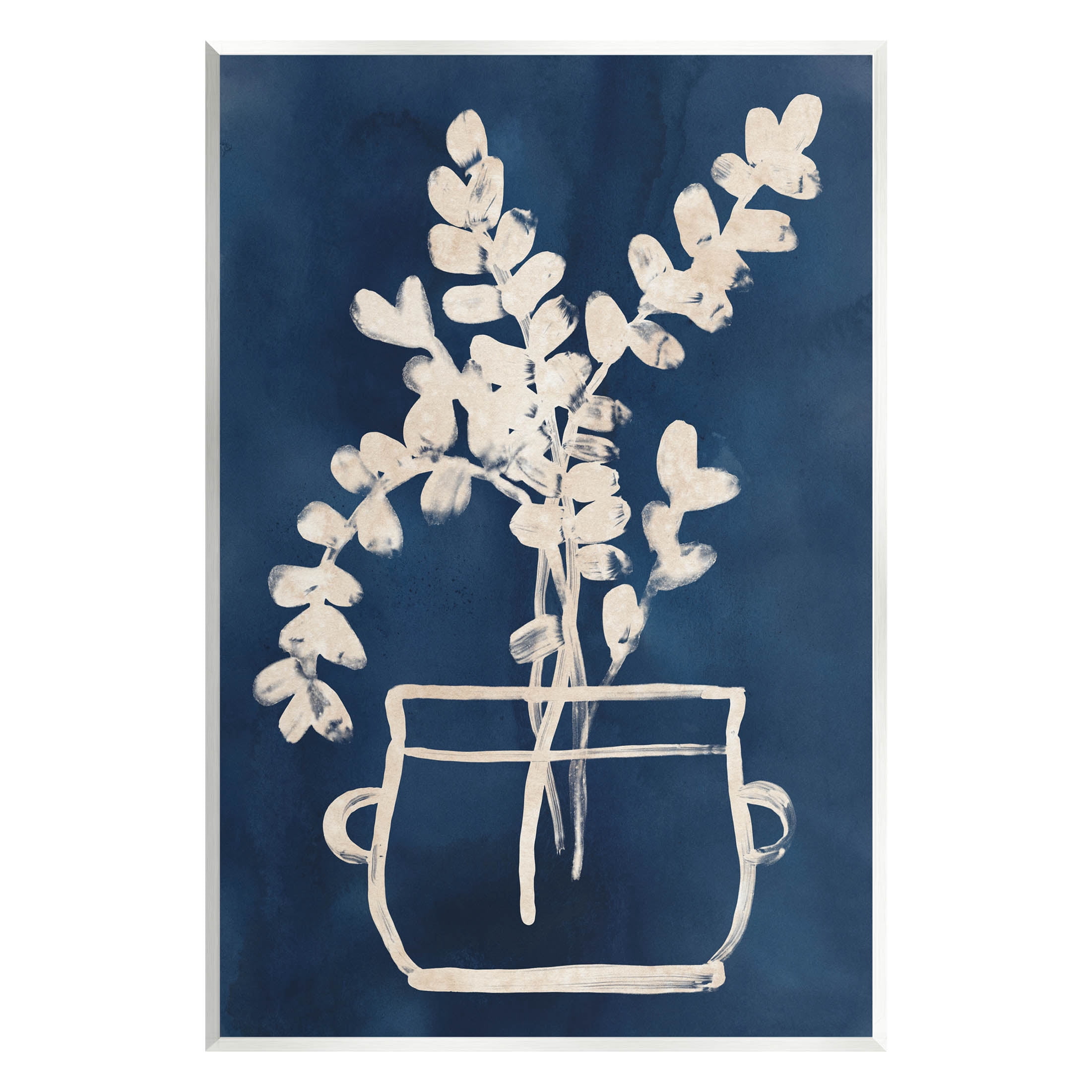 Stupell Industries Blue Plant Herbs Outline Graphic Art Unframed Art Print Wall Art, Design by June Erica Vess