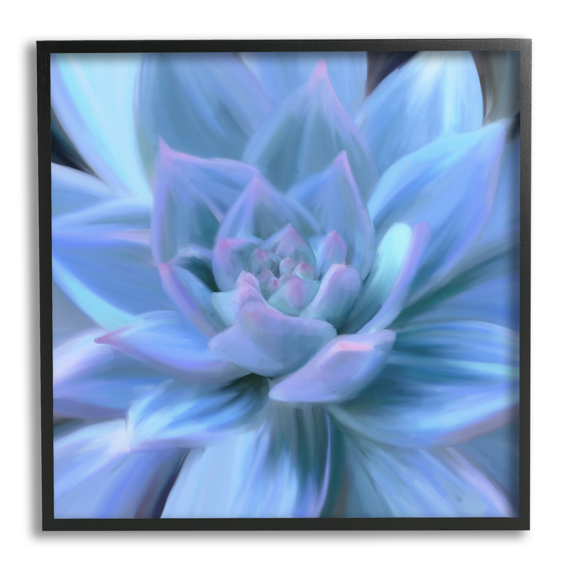 Stupell Industries Blue Plant Petals Botanical & Floral Painting Black Framed Art Print Wall Art, 24 x 24